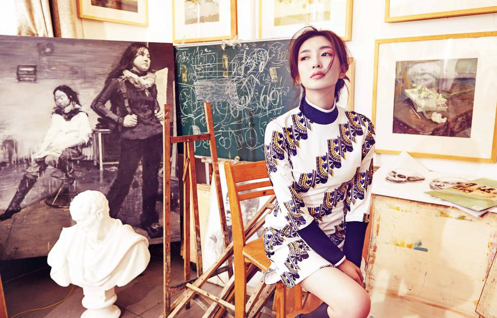 江疏影学院美照曝光 扮画家展多面魅力[4]